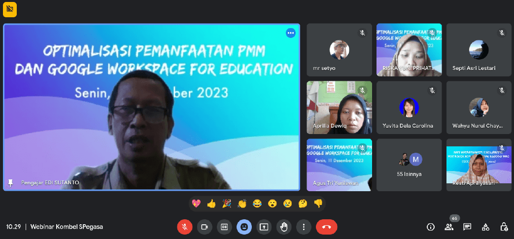 WEBINAR “OPTIMALISASI PEMANFAATAN PMM DAN GOOGLE WORKSPACE FOR EDUCATION”